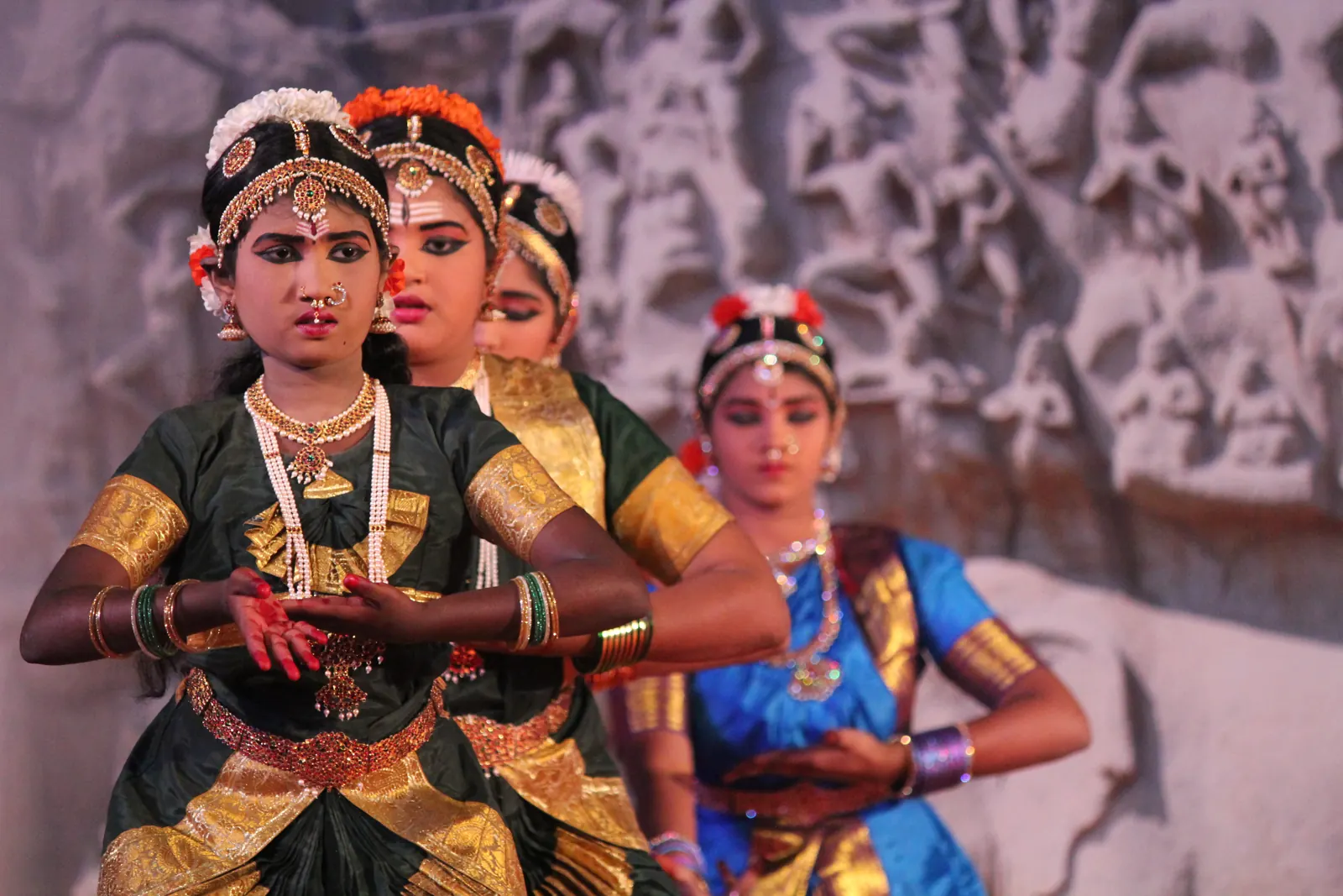 Young classical dancers in traditional costume
